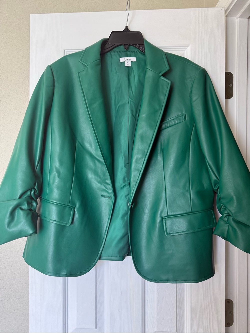 Bar III Emerald Green Vegan Leather Blazer